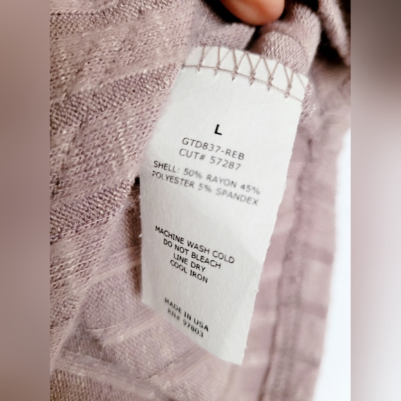 Green Envelope Women's Ribbed Top Sweatshirt Dusty Rose Dolman Sleeve Large - Picture 3 of 14